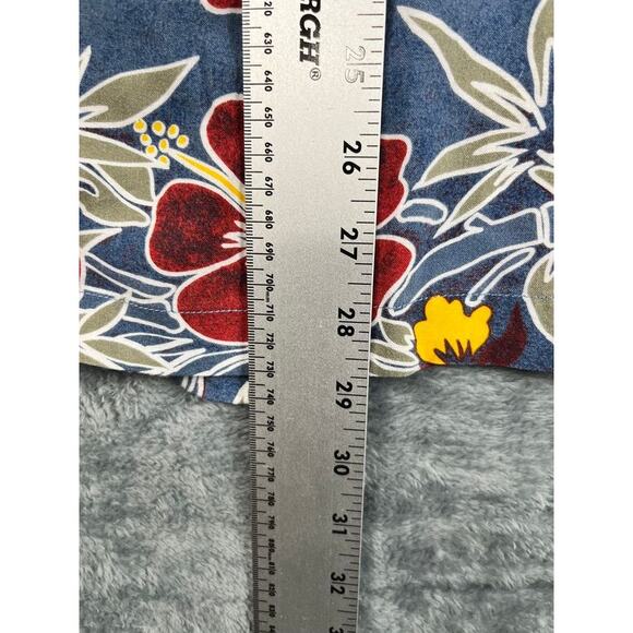 Bugle Boy Authentics Men’s Large Blue Red Floral Short Sleeve Shirt Excellent - Picture 8 of 9